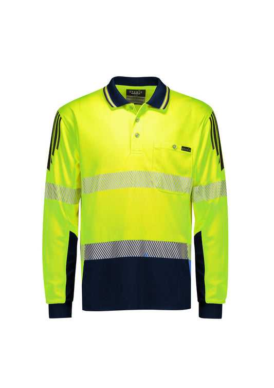 Syzmik - Mens Hi Vis Flux Segmented Tape Long Sleeve Polo - ZH550