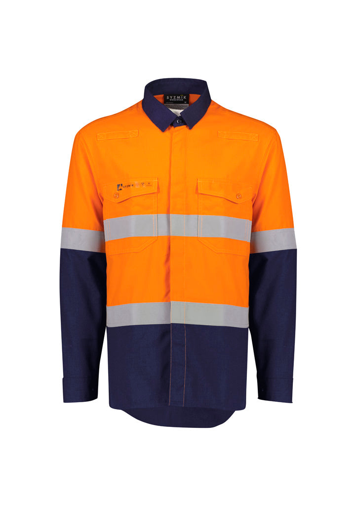 Syzmik - Mens Orange Flame Lightweight Ripstop Spliced Shirt - ZW180