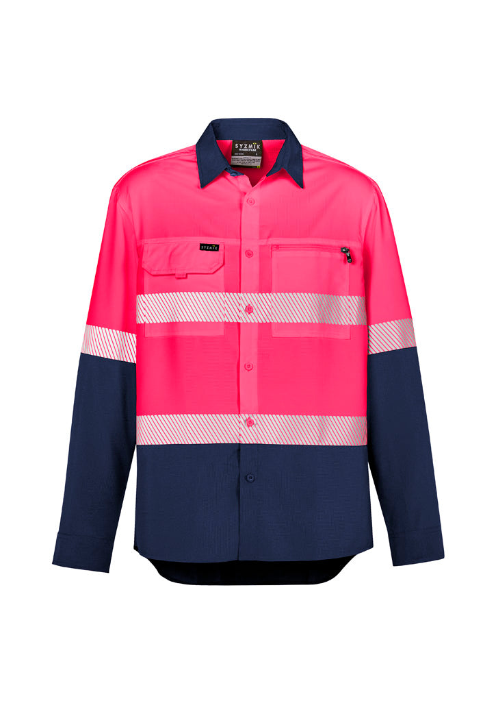 Syzmik-Mens Hi Vis Outdoor Segmented Tape L/S Shirt-ZW470