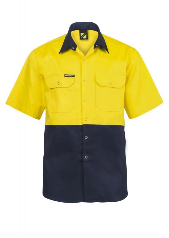NCC APPAREL WS3063 Two Tone Hi Vis S/S Shirt Stud - Star Uniforms Australia