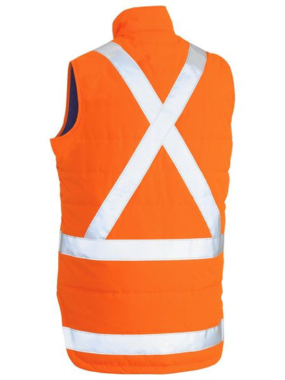 Bisley Taped Hi Vis Puffer Vest With X Back-BV0379XT