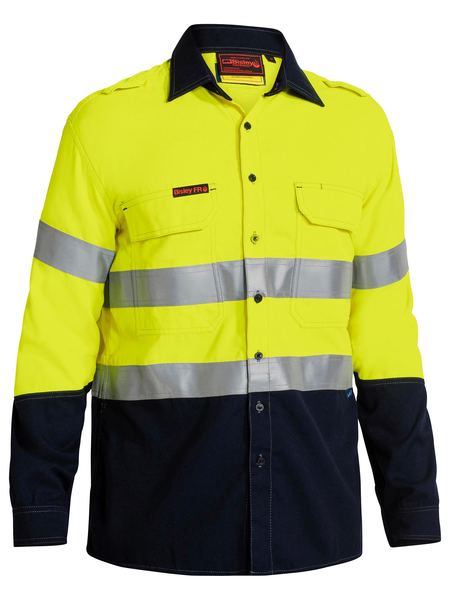 Bisley Tencate Tecasafe® Plus Taped 2 Tone Hi Vis Fr Light Weight Vented Long Sleeve Shirt-BS8098T