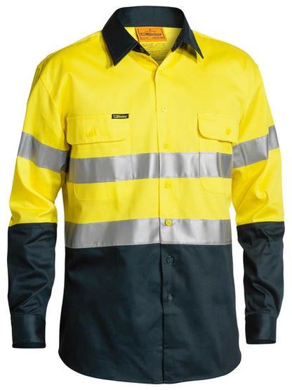 Bisley 2 Tone Hi Vis Shirt 3M Reflective Tape - Long Sleeve-BT6456