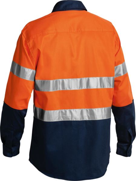 Bisley 2 Tone Hi Vis Shirt 3M Reflective Tape - Long Sleeve-BT6456