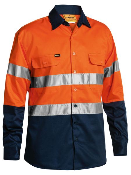 Bisley 2 Tone Hi Vis Shirt 3M Reflective Tape - Long Sleeve-BT6456