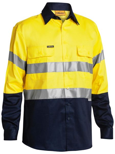 Bisley 2 Tone Hi Vis Shirt 3M Reflective Tape - Long Sleeve-BT6456