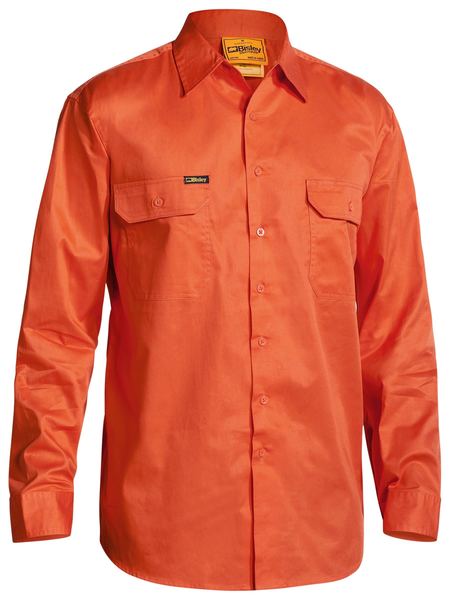 Bisley Hi Vis Cool Lightweight Drill Shirt - Long Sleeve-BS6894