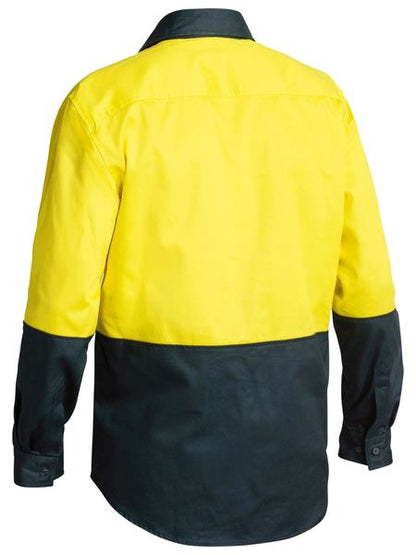 Bisley 2 Tone Closed Front Hi Vis Drill Shirt - Long Sleeve-BSC6267