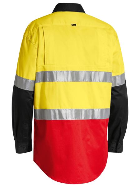 Bisley 3M Taped Hi Vis Cool Light Weight Three Tone Long Sleeve Shirt-(BS6697T)