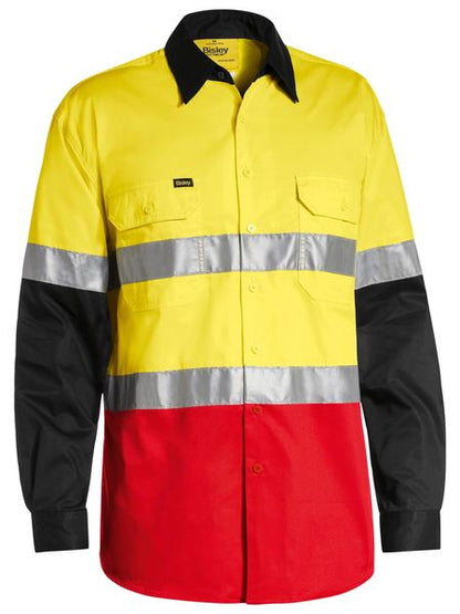 Bisley 3M Taped Hi Vis Cool Light Weight Three Tone Long Sleeve Shirt-(BS6697T)