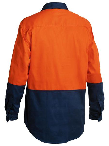 Bisley 2 Tone Closed Front Hi Vis Drill Shirt - Long Sleeve-BSC6267