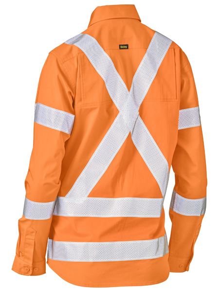 Bisley Women's X Taped Biomotion Hi Vis Cool Lightweight Drill Shirt-BL6166XT