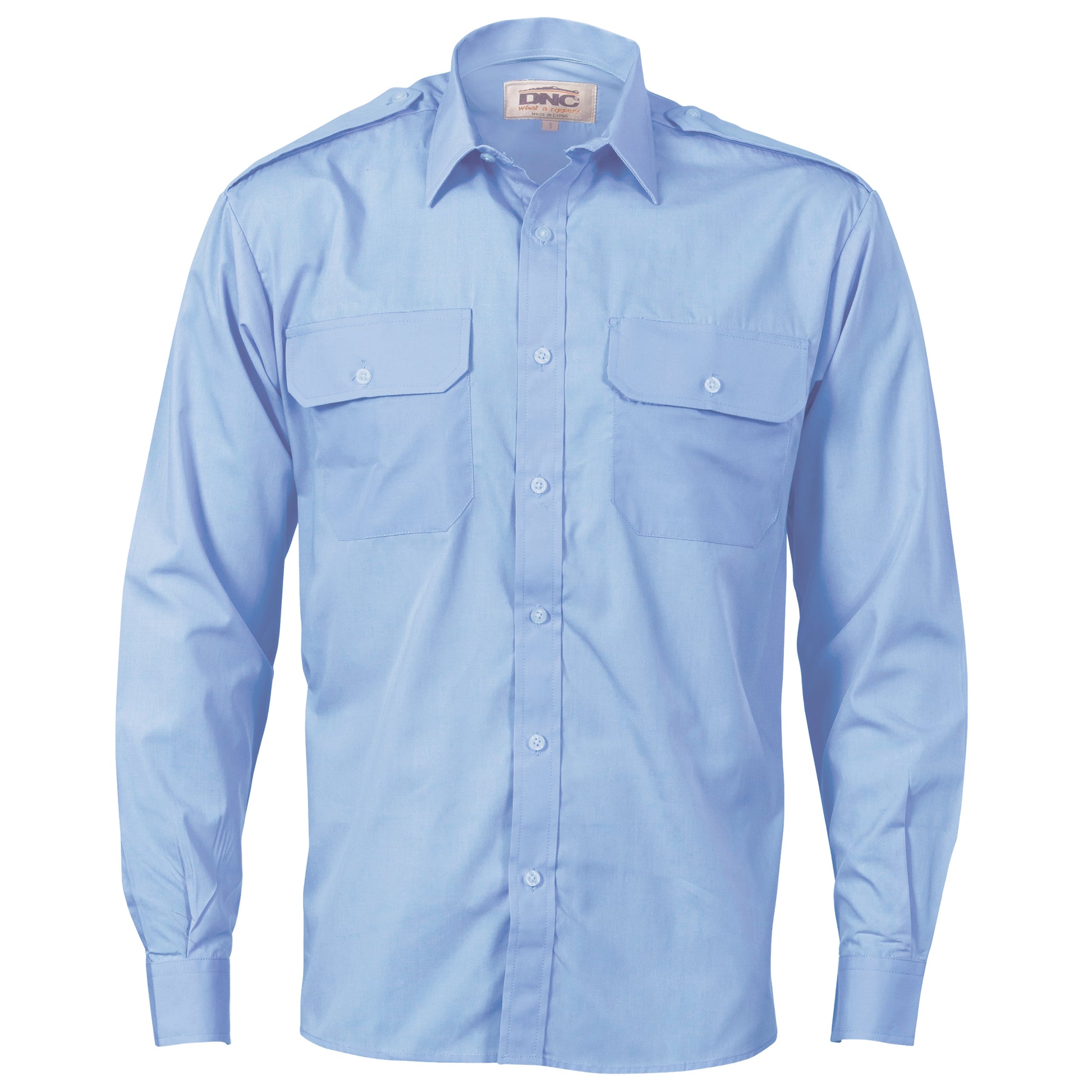 DNC Epaulette Polyester/Cotton Work Shirt - Long Sleeve 3214 - Star Uniforms Australia