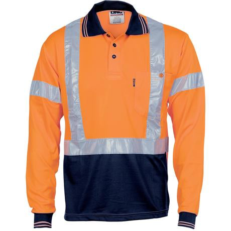 Dnc Hivis D/N Cool Breathe Polo Shirt With Cross Back R/Tape - Long Sleeve (3714) - www.staruniforms.com.au