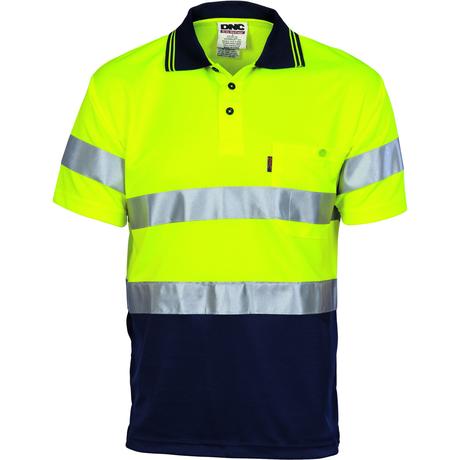Dnc Hivis D/D Cool Breathe Polo Shirt With Csr R/Tape - Short Sleeve (3715) - www.staruniforms.com.au
