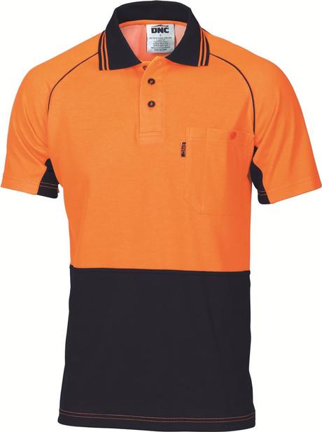 Dnc Hivis Cotton Backed Cool-Breeze Contrast Polo - S/S (3719) - Star Uniforms Australia