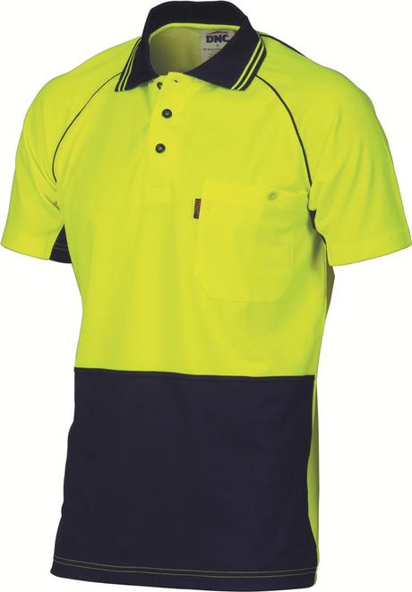 Dnc Hivis Cotton Backed Cool-Breeze Contrast Polo - S/S (3719) - Star Uniforms Australia