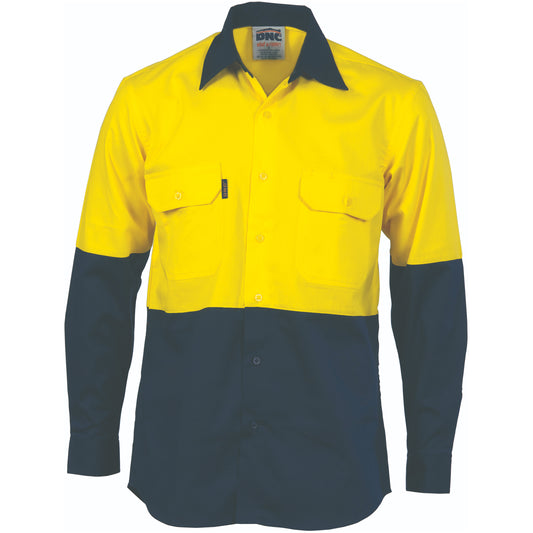 DNC HiVis Cool-Breeze Vertical Vented Cotton Shirt - Long sleeve 3732 - Star Uniforms Australia