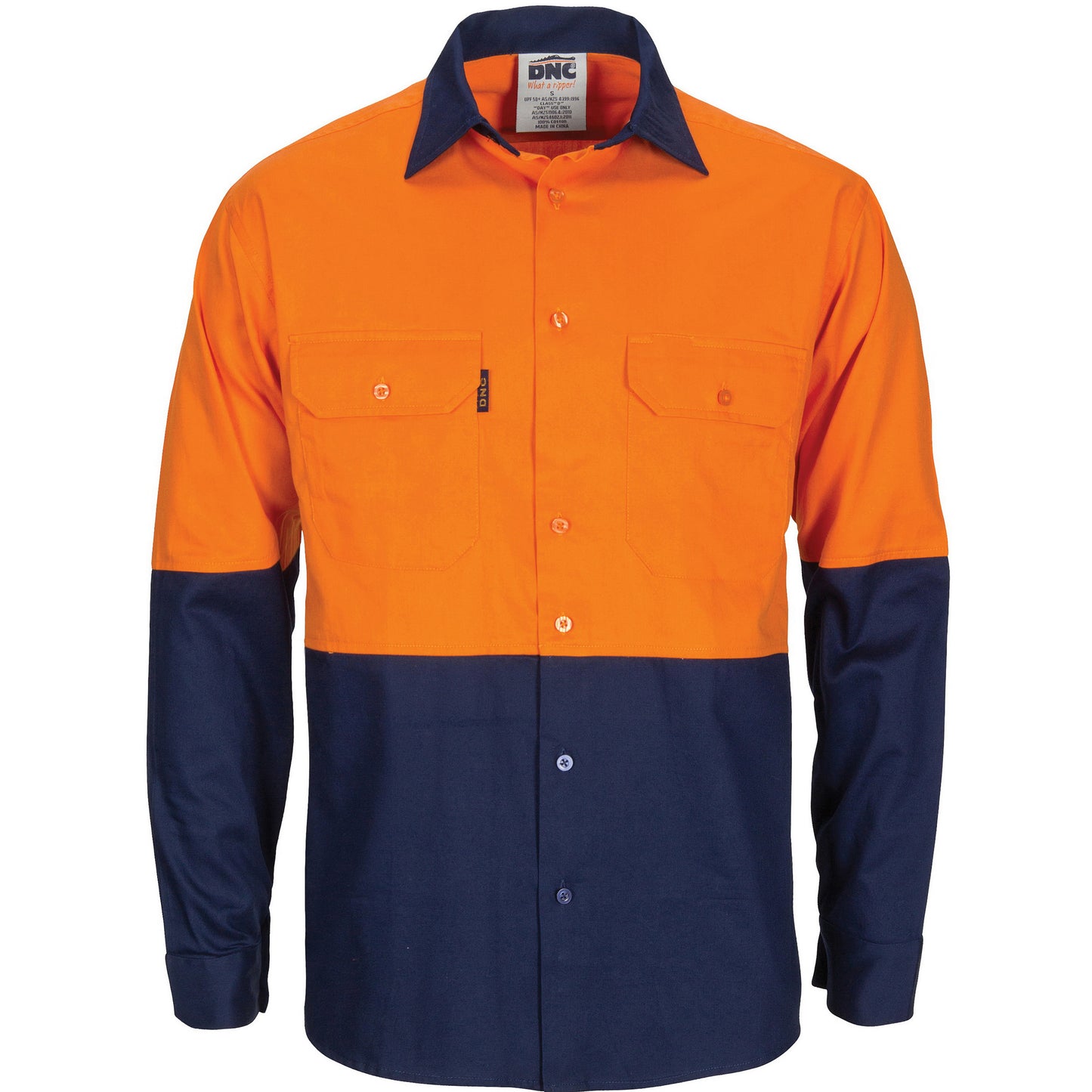 DNC HiVis L/W Cool-Breeze T2 Vertical Vented Cotton Shirt with Gusset Sleeves - Long Sleeve 3733 - Star Uniforms Australia