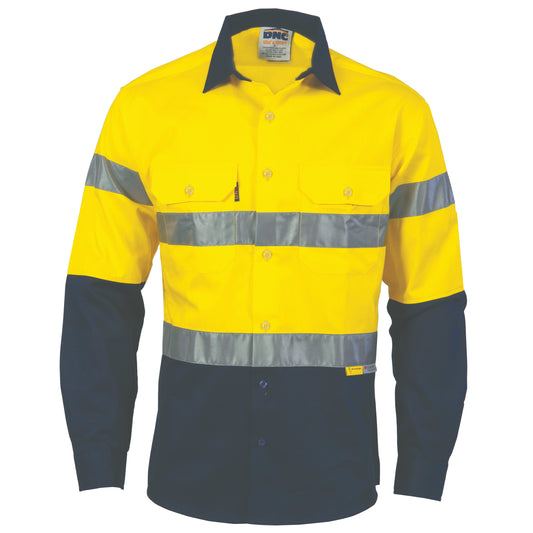 DNC HiVis two tone drill shirts with 3M8906 R/Tape - long sleeve 3736 - Star Uniforms Australia