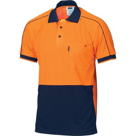 Dnc Hivis Cool-Breathe Double Piping Polo-Short Sleeve (3753) - Star Uniforms Australia