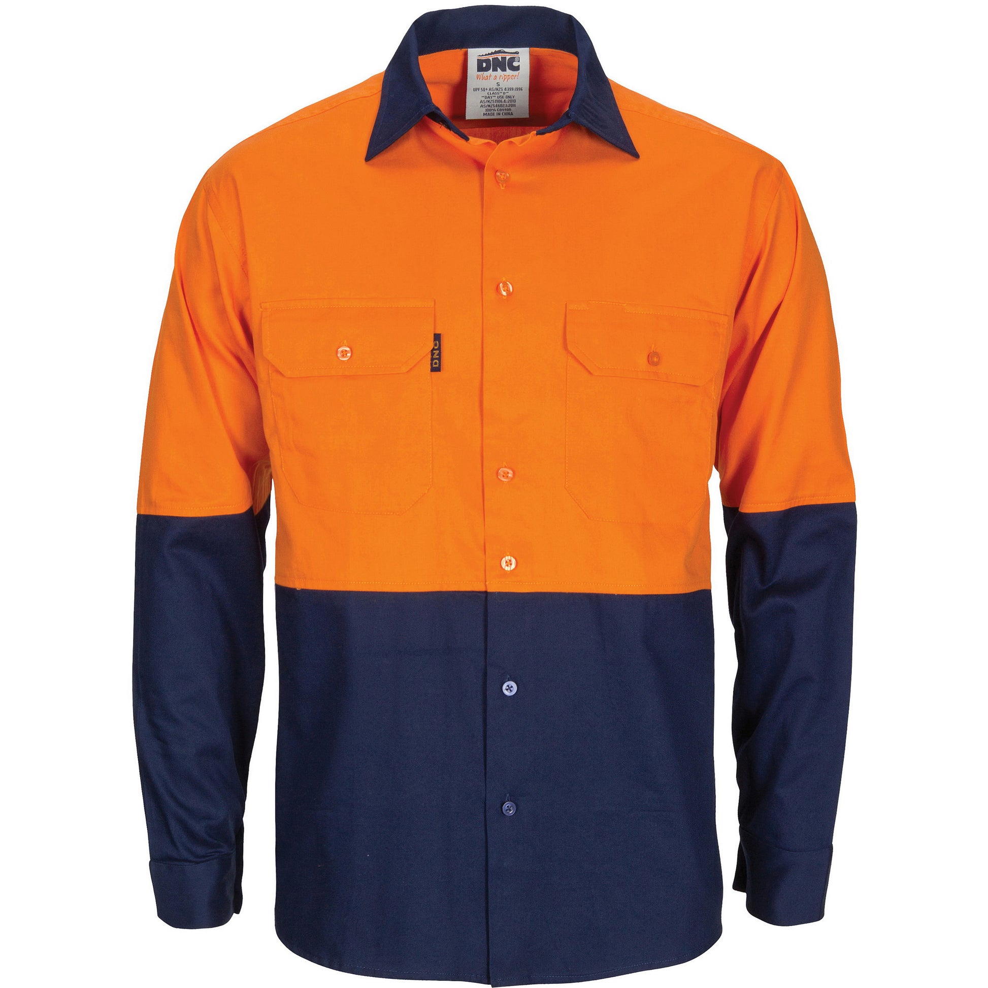 DNC HiVis R/W Cool-Breeze T2 Vertical Vented Cotton Shirt with Gusset Sleeves - Long Sleeve 3781 - Star Uniforms Australia