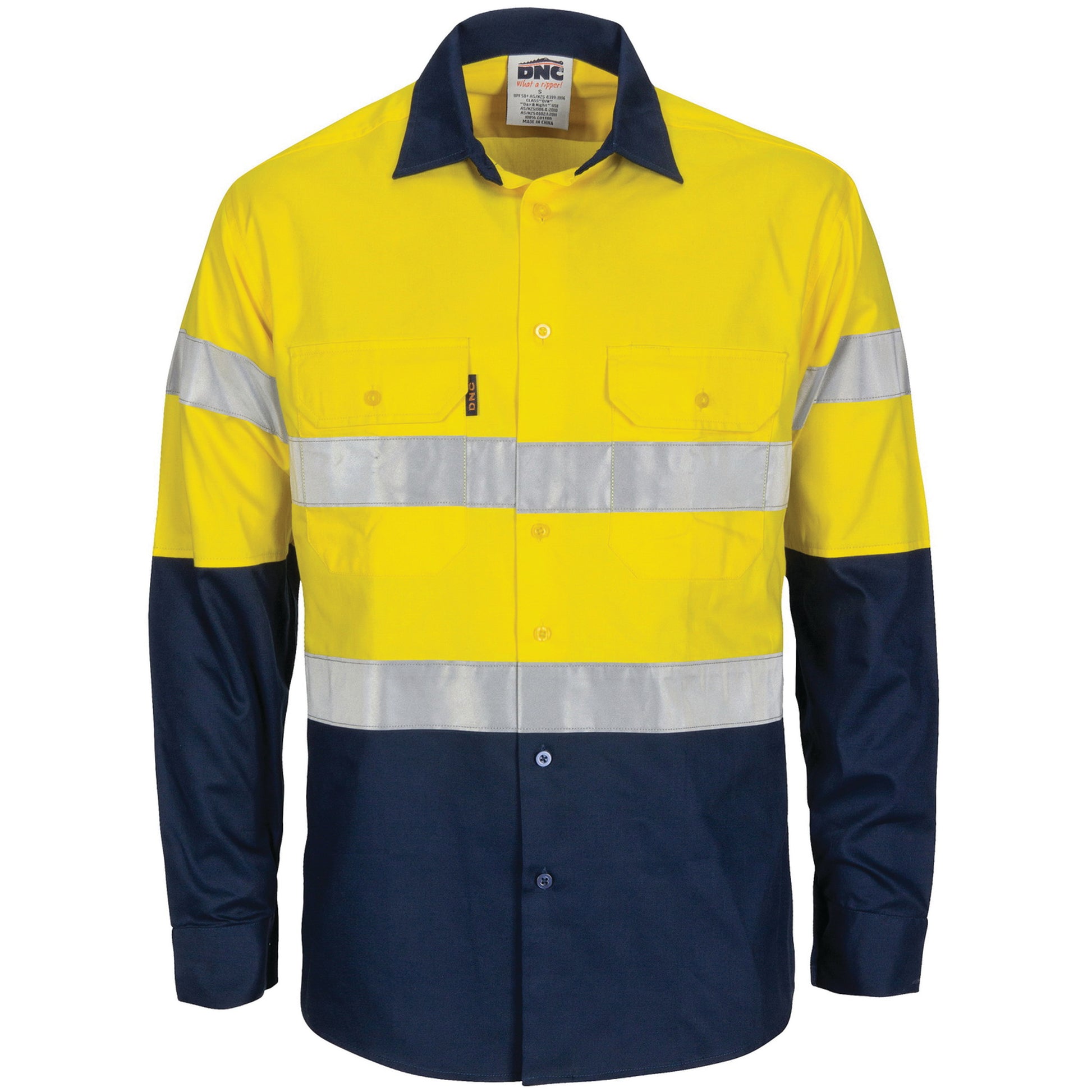 DNC HiVis R/W Cool-Breeze T2 Vertical Vented Cotton Shirt with Gusset Sleeves, Generic R/Tape - Long Sle 3782 - Star Uniforms Australia