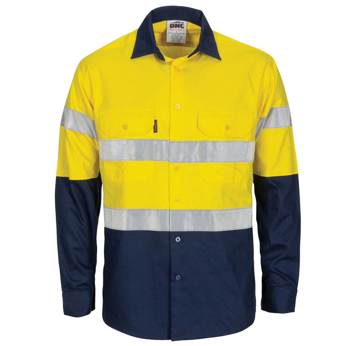 DNC HiVis L/W Cool-Breeze T2 Vertical Vented Cotton Shirt with Gusset Sleeves. Generic Tape - Long sleev 3784 - Star Uniforms Australia
