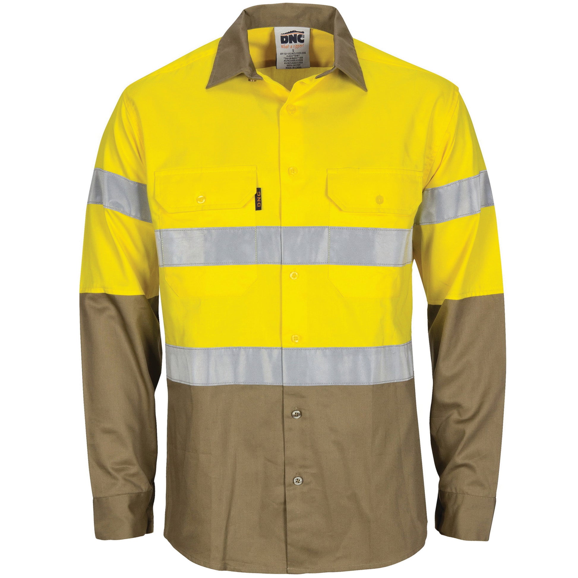DNC HiVis L/W Cool-Breeze T2 Vertical Vented Cotton Shirt with Gusset Sleeves. Generic Tape - Long sleev 3784 - Star Uniforms Australia