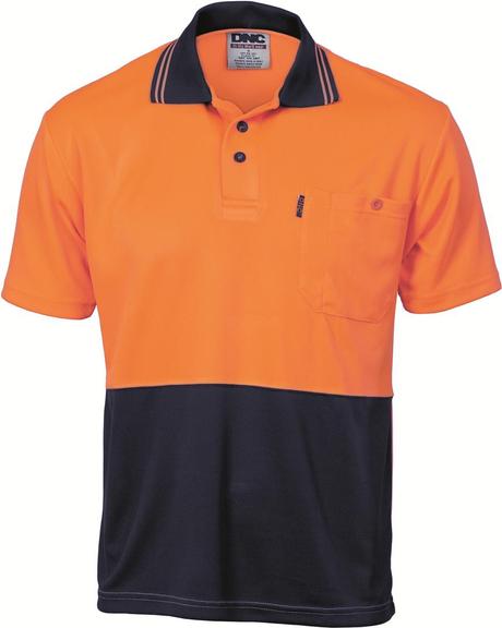 Dnc Hivis Two Tone Fluoro Polo Shirt, Micromesh, S/S (3811) - Star Uniforms Australia
