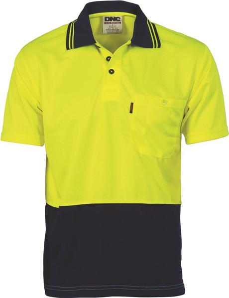 Dnc Hivis Two Tone Fluoro Polo Shirt, Micromesh, S/S (3811) - Star Uniforms Australia