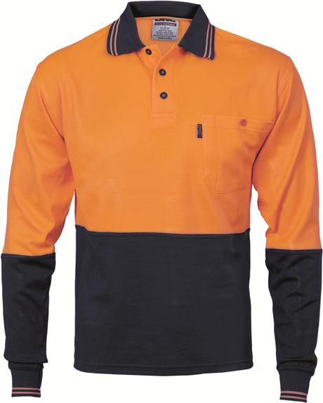 Dnc Cotton Back Hivis L/S Two Tone Fluoro Polo (3816) - Star Uniforms Australia