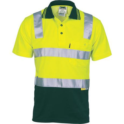 Dnc Hivis Cotton Back Two Tone S/S Polo Shirt With 3M R/T (3817) - Star Uniforms Australia