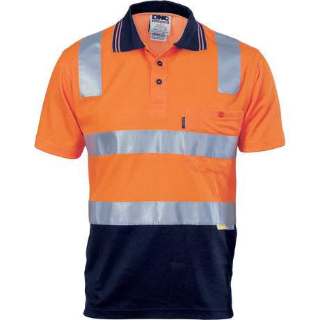 Dnc Hivis Cotton Back Two Tone S/S Polo Shirt With 3M R/T (3817) - Star Uniforms Australia