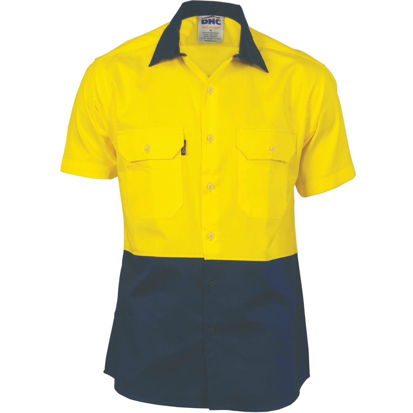 DNC HiVis Two Tone Cotton Drill Shirt - Short Sleeve 3831 - Star Uniforms Australia