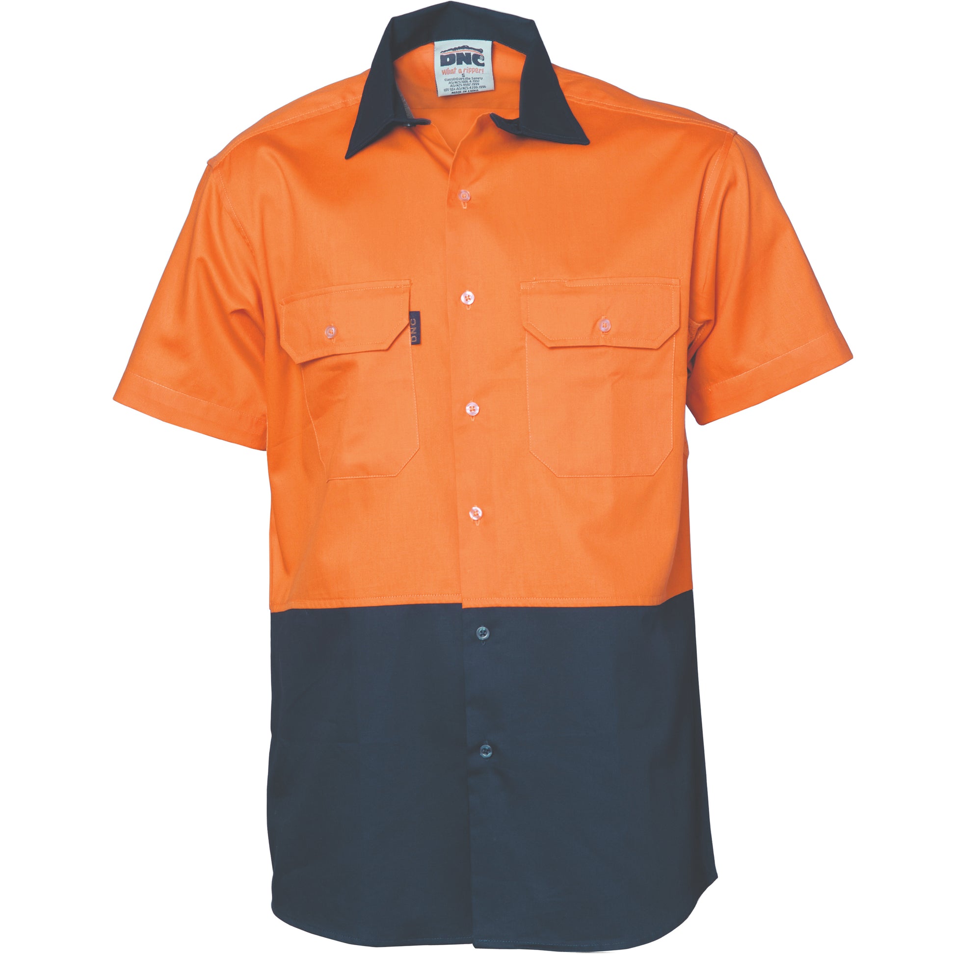 DNC HiVis Two Tone Cotton Drill Shirt - Short Sleeve 3831 - Star Uniforms Australia