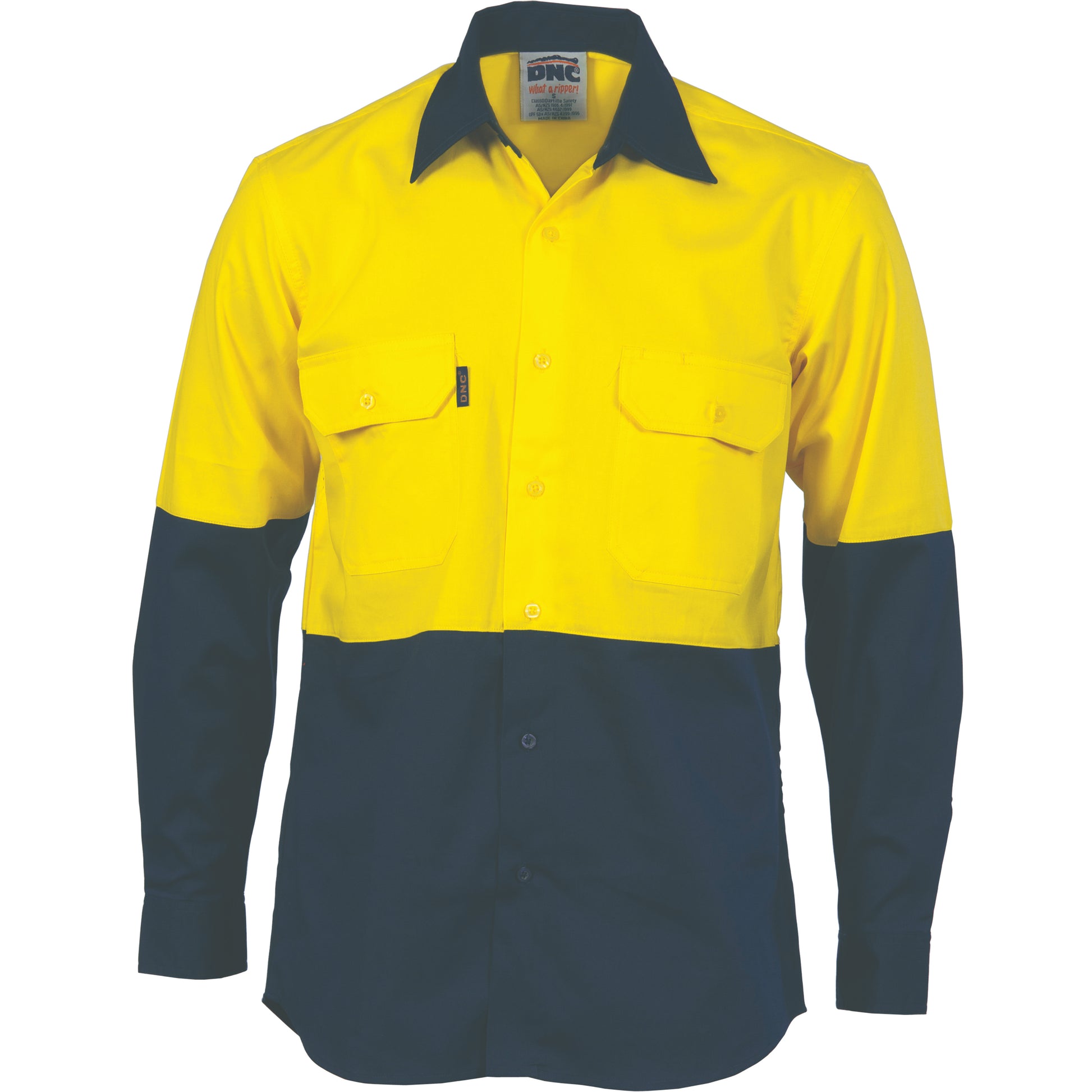 DNC HiVis Two Tone Cotton Drill Shirt - Long Sleeve 3832 - Star Uniforms Australia