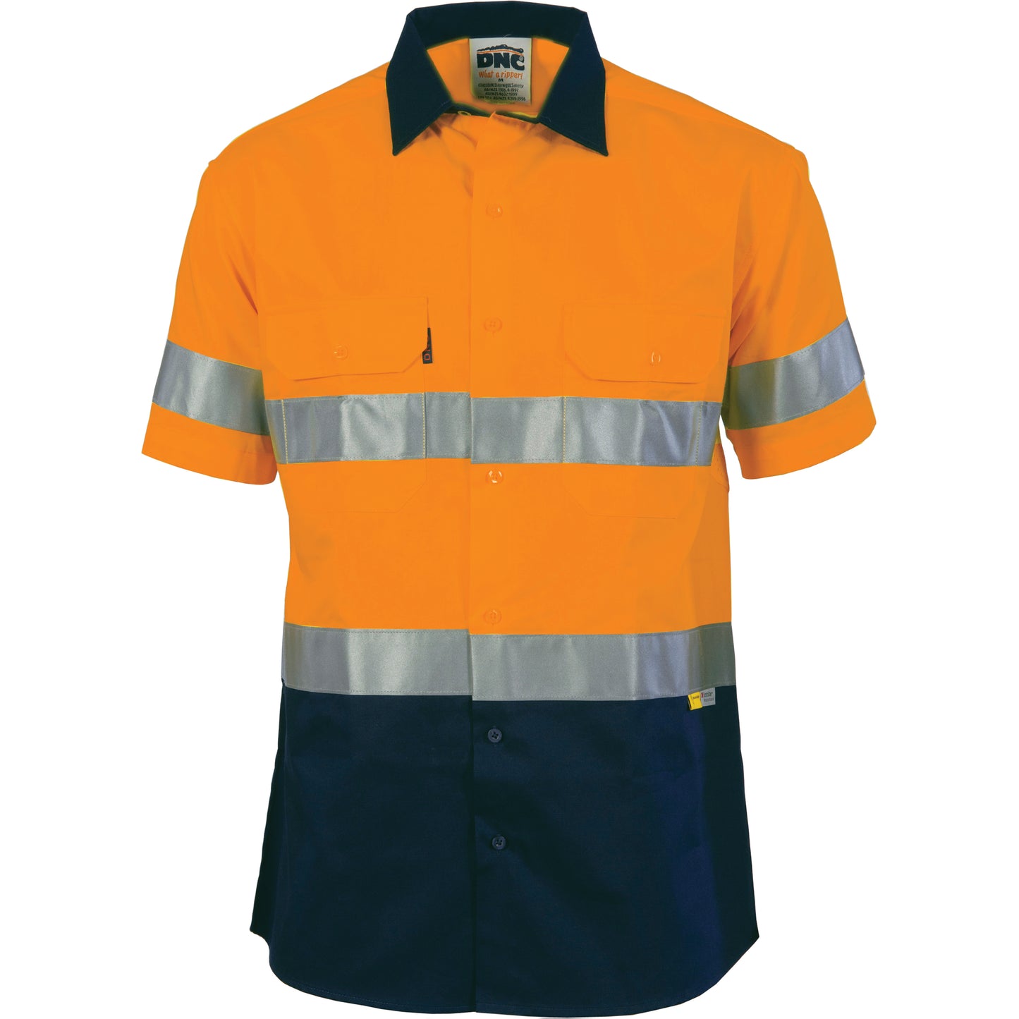DNC HiVis Two Tone Drill Shirt with 3M 8906 R/Tape - short sleeve 3833 - Star Uniforms Australia