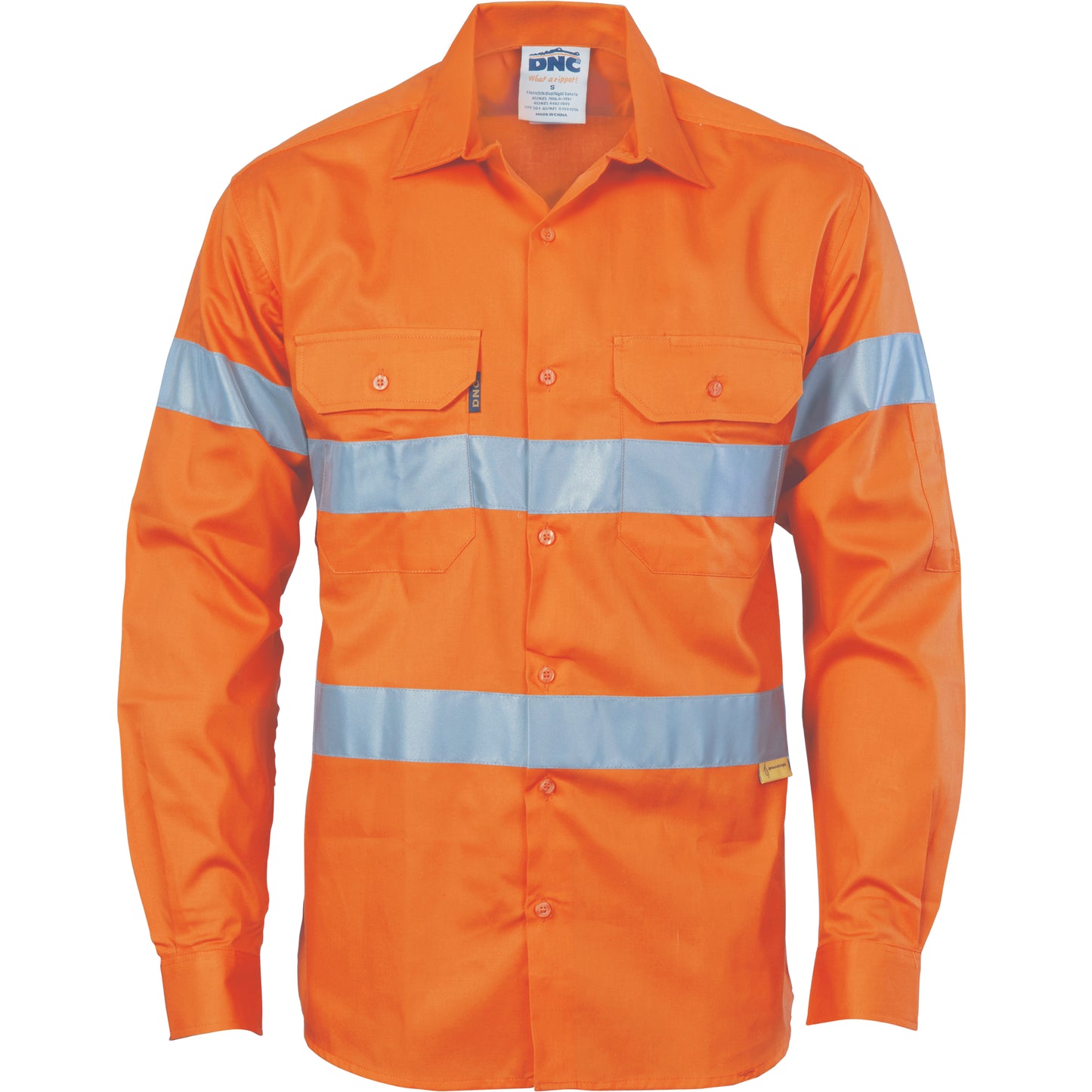 DNC HiVis Drill Shirt with 3M R/Tape - long sleeve 3835 - Star Uniforms Australia