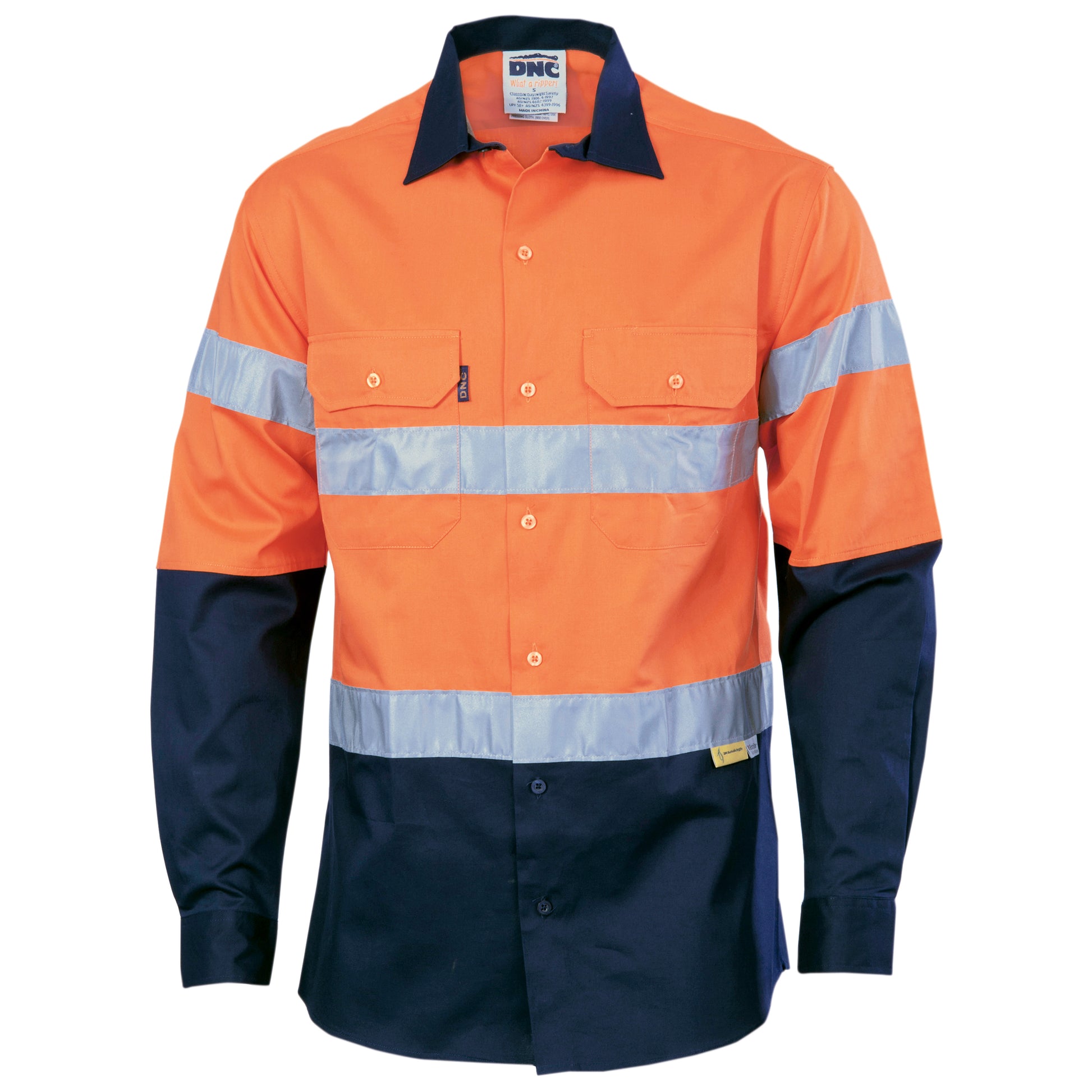 DNC HiVis Two Tone Drill Shirt with 3M 8910 R/Tape - Long Sleeve 3836 - Star Uniforms Australia