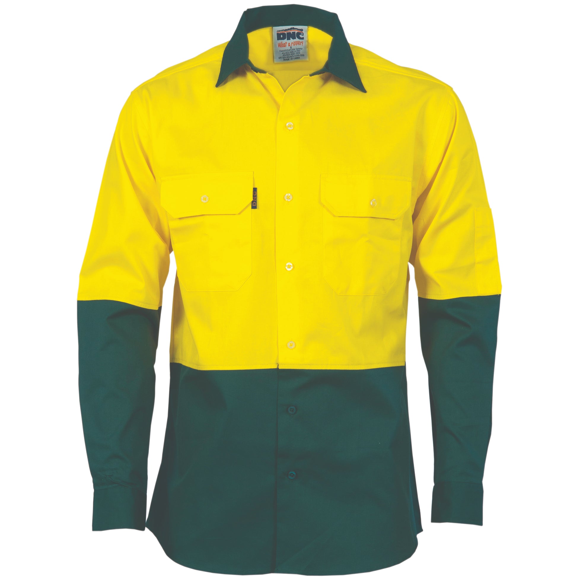 DNC HiVis 2 Tone Cool-Breeze Cotton Shirt - Long sleeve 3840 - Star Uniforms Australia