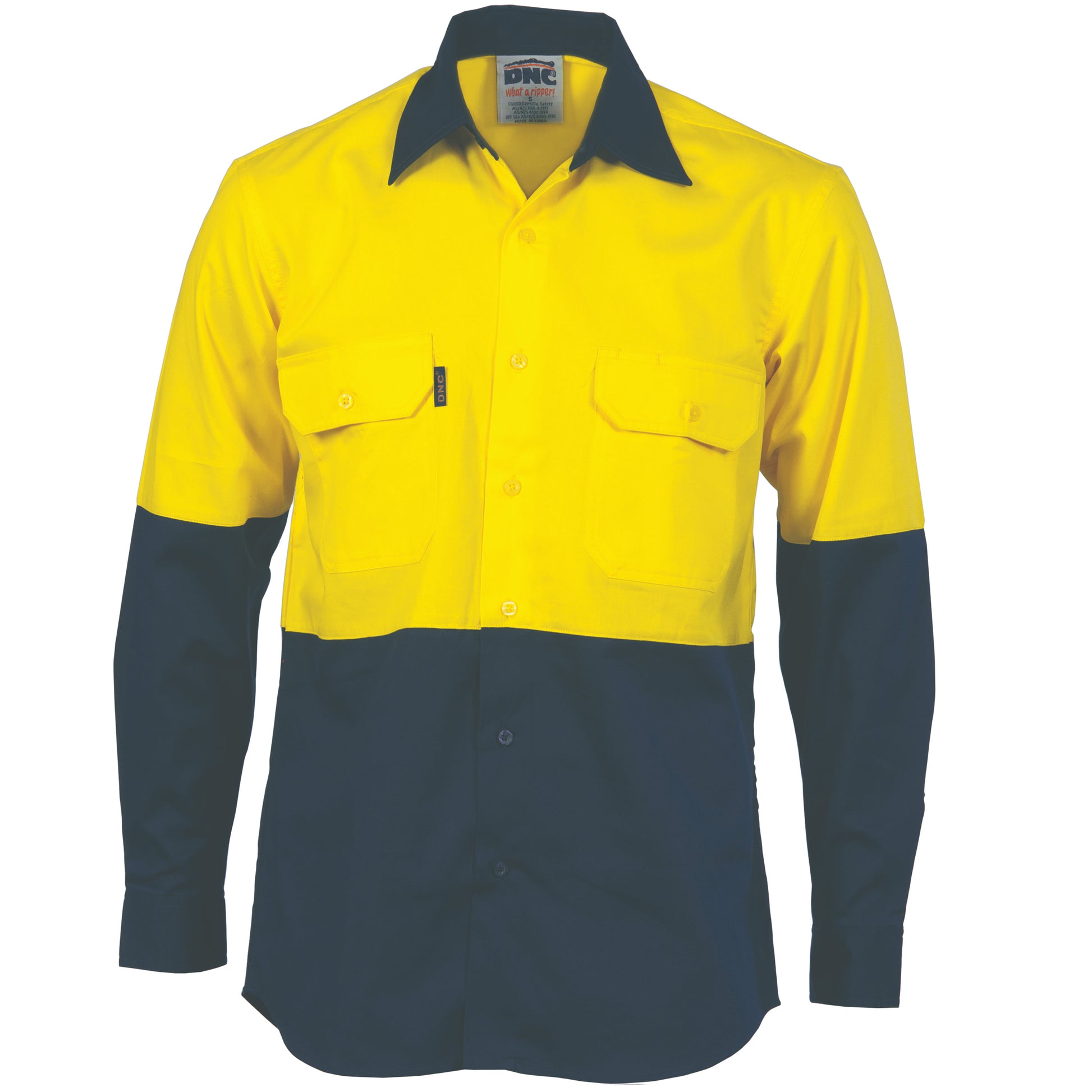 DNC HiVis 2 Tone Cool-Breeze Cotton Shirt - Long sleeve 3840 - Star Uniforms Australia