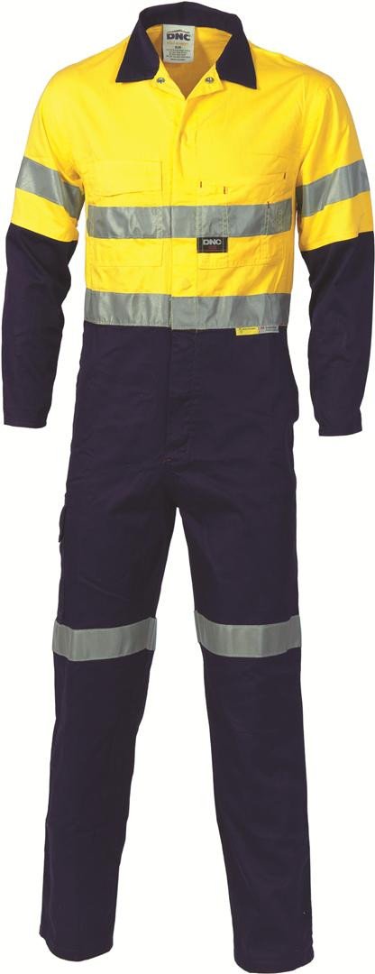 DNC Hivis Two Tone Cott On Coverall With 3M R/Tape 3855 - Star Uniforms Australia