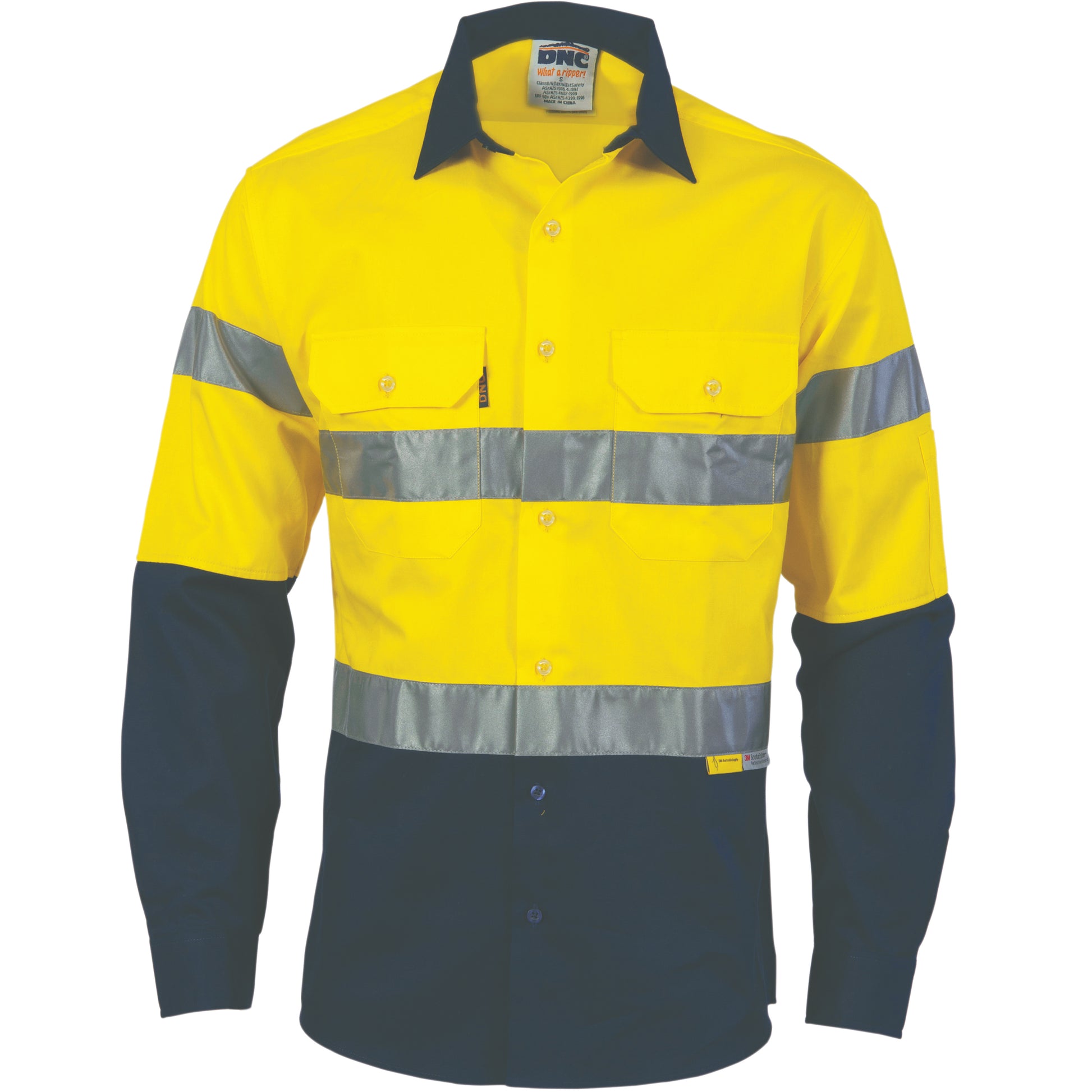 DNC HiVis Cool-Breeze Cotton Shirt with 3M 8910 R/Tape - Long sleeve 3886 - Star Uniforms Australia