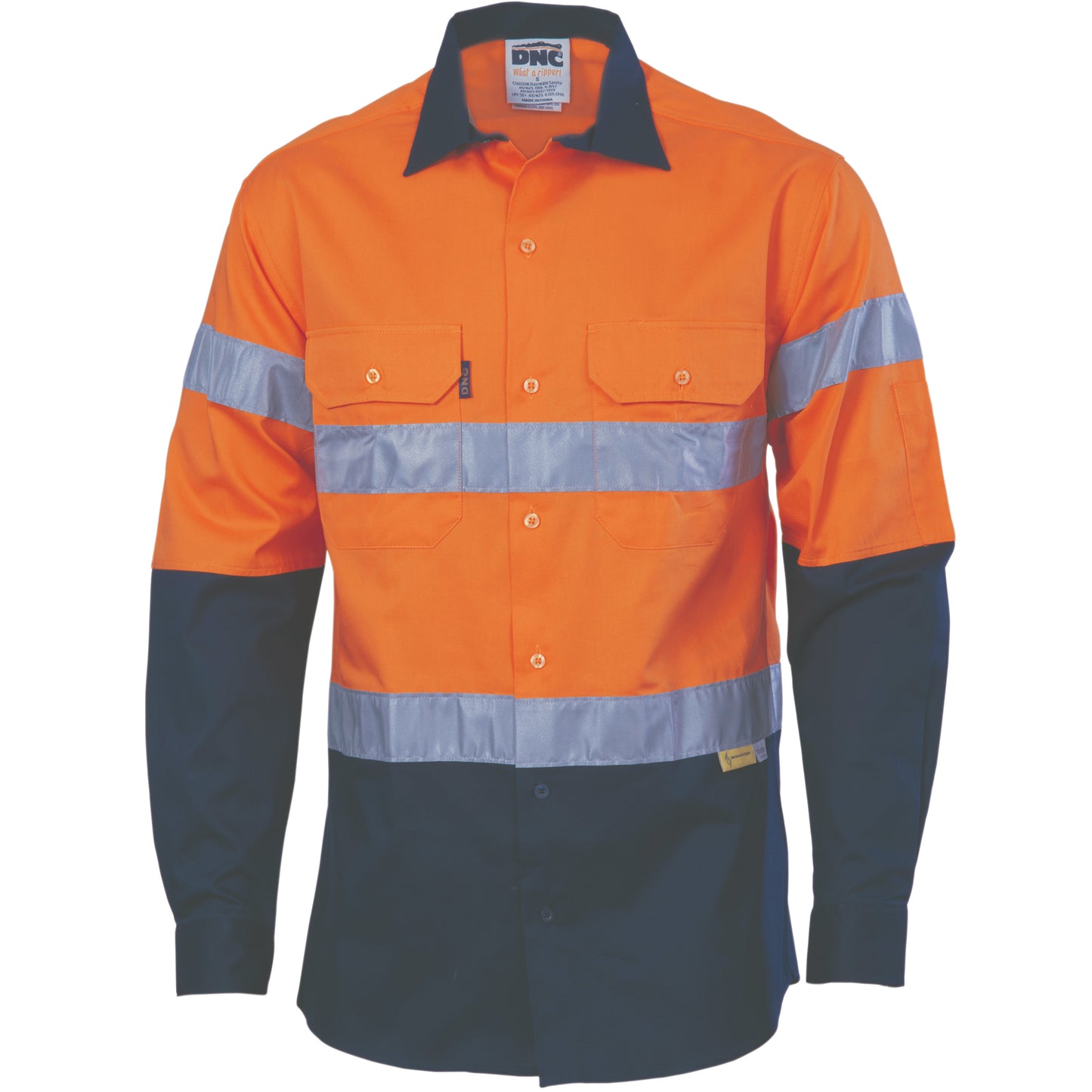 DNC HiVis Cool-Breeze Cotton Shirt with 3M 8910 R/Tape - Long sleeve 3886 - Star Uniforms Australia
