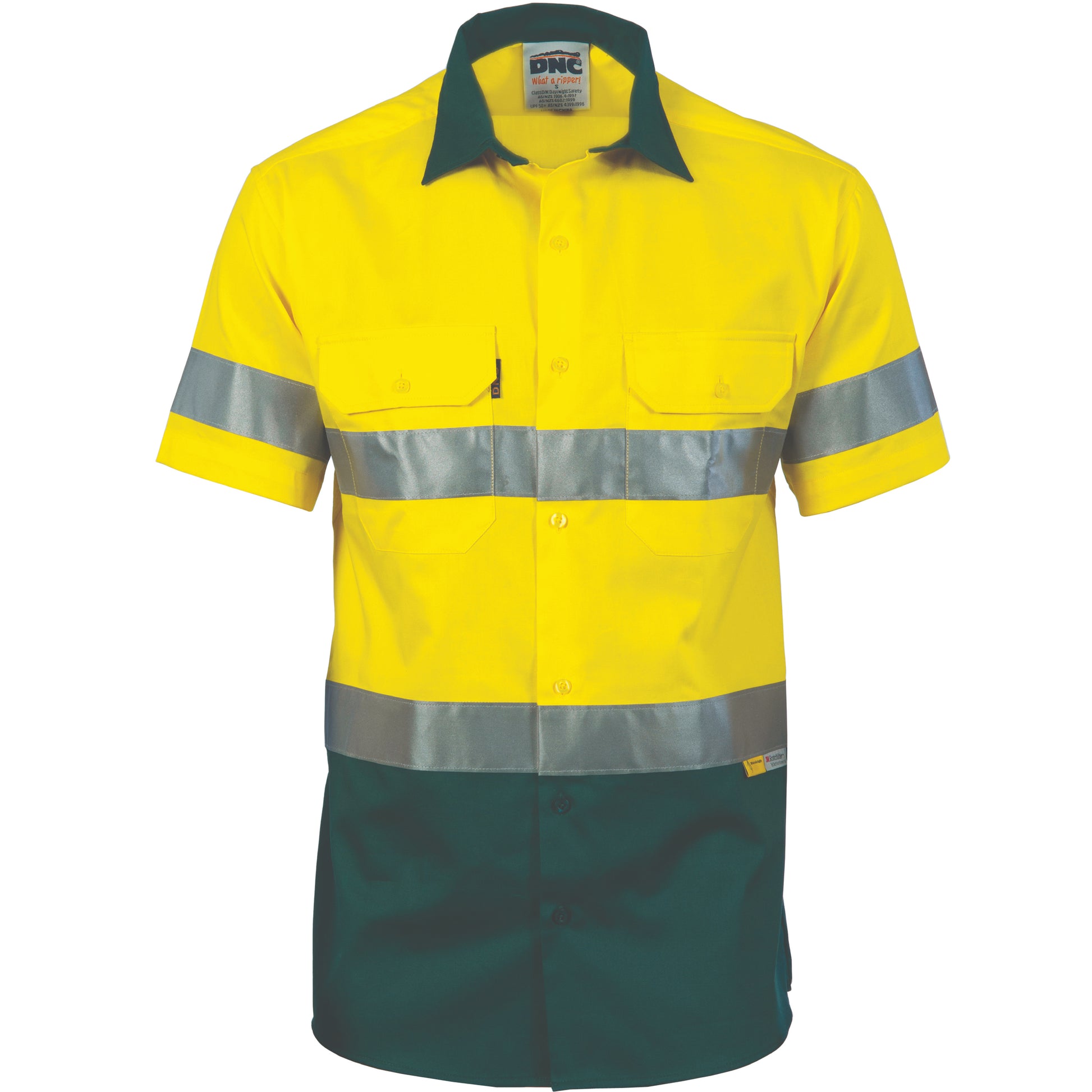 DNC HiVis Cool-Breeze Cotton Shirt with 3M 8906 R/Tape - Short sleeve 3887 - Star Uniforms Australia