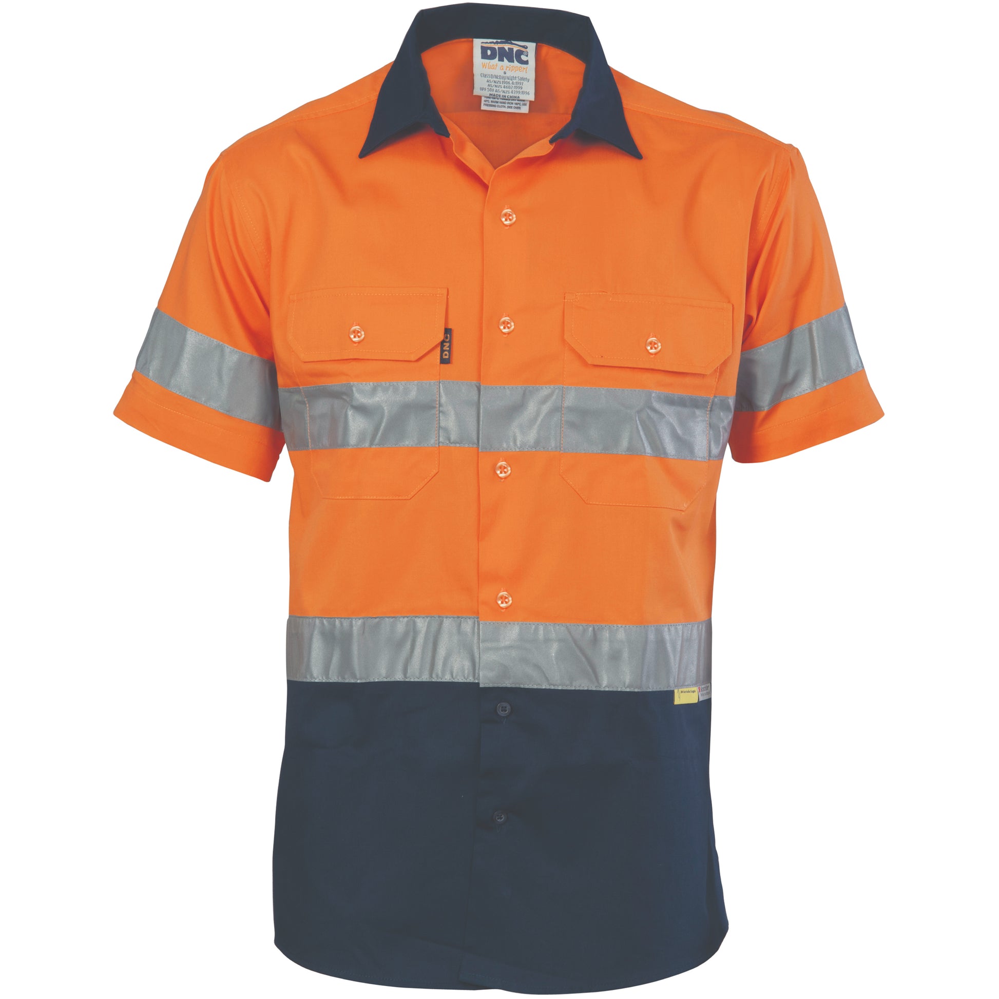 DNC HiVis Cool-Breeze Cotton Shirt with 3M 8906 R/Tape - Short sleeve 3887 - Star Uniforms Australia
