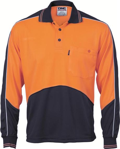 Dnc Hivis Micromesh Panel Polo Shirt-Long Sleeve (3892) - Star Uniforms Australia