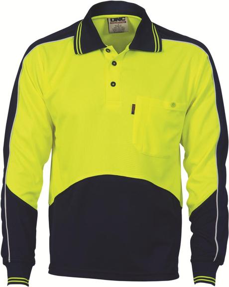 Dnc Hivis Micromesh Panel Polo Shirt-Long Sleeve (3892) - Star Uniforms Australia