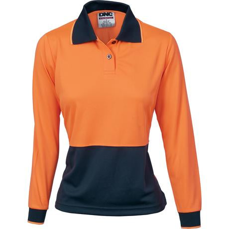 Dnc Ladies Hivis Two Tone Polo Shirt - Long Sleeve (3898) - Star Uniforms Australia